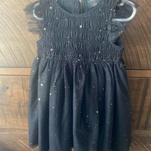 J. Crew Black & Gold Star Flutter-Sleeve Dress + Metallic Foil Toddler Size 3
